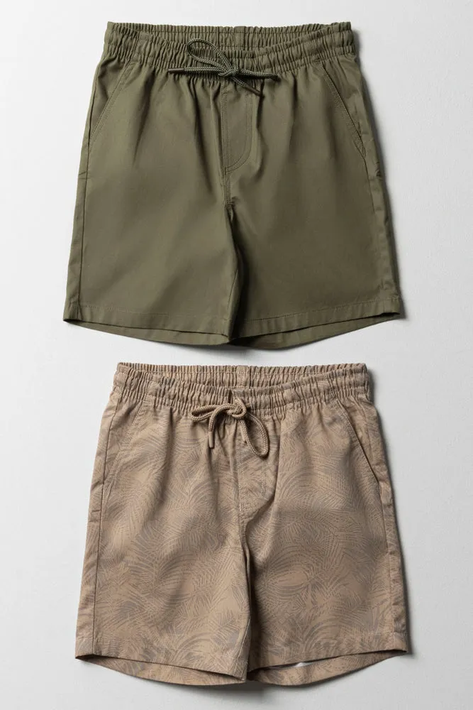 2 Pack Shorts Olive Green & Natural