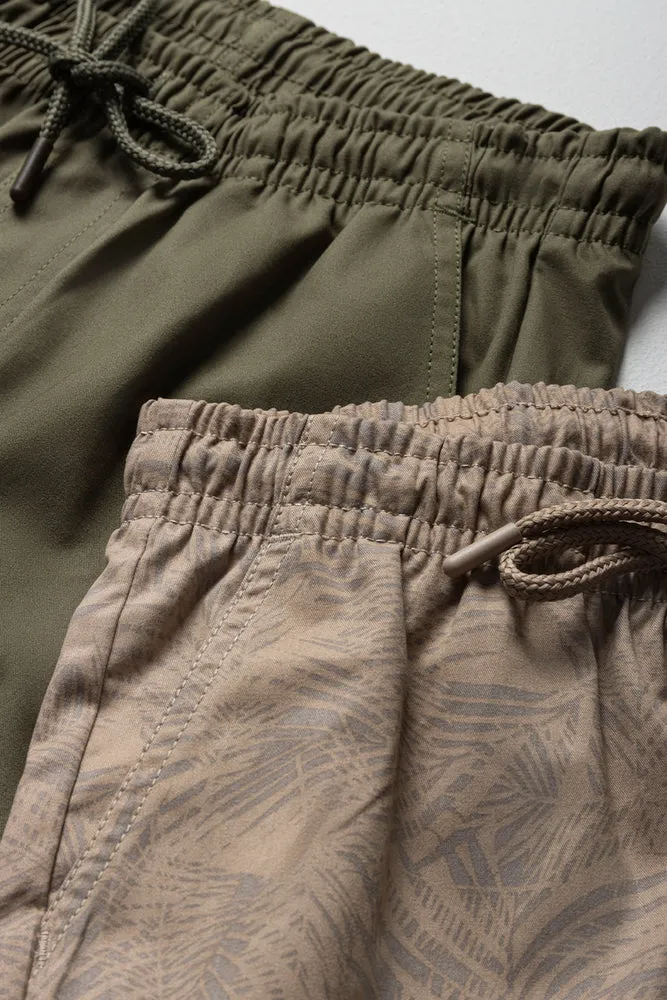 2 Pack Shorts Olive Green & Natural