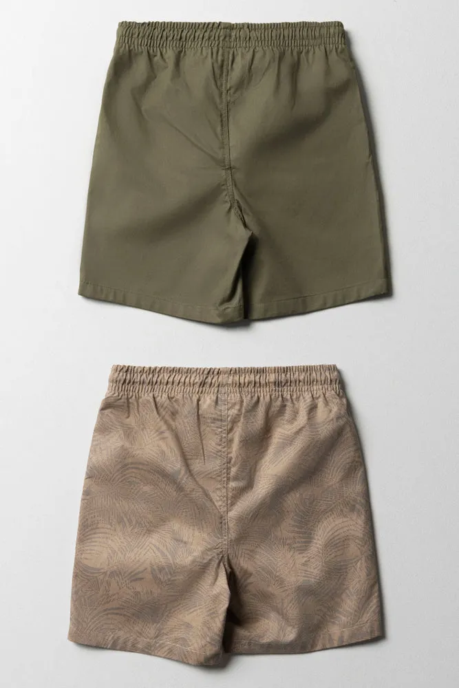 2 Pack Shorts Olive Green & Natural
