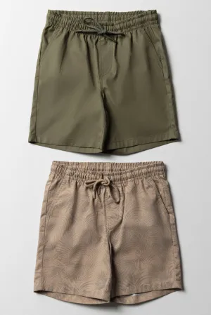 2 Pack Shorts Olive Green & Natural