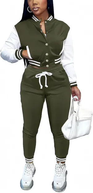2 Piece Outfits for Women Tracksuit Set Jogging Suits Workout Gym Set Sweatpants Sport Sets Pocket