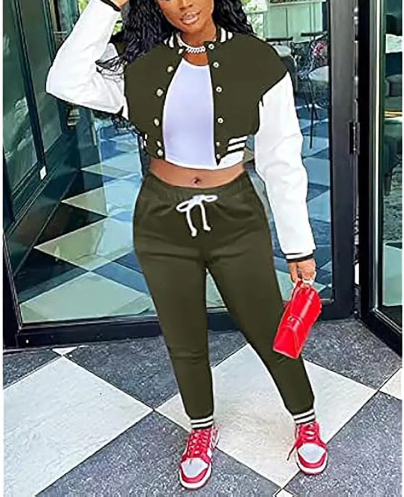 2 Piece Outfits for Women Tracksuit Set Jogging Suits Workout Gym Set Sweatpants Sport Sets Pocket