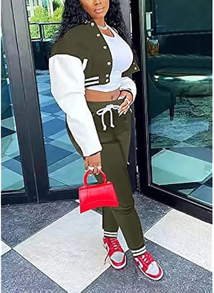 2 Piece Outfits for Women Tracksuit Set Jogging Suits Workout Gym Set Sweatpants Sport Sets Pocket