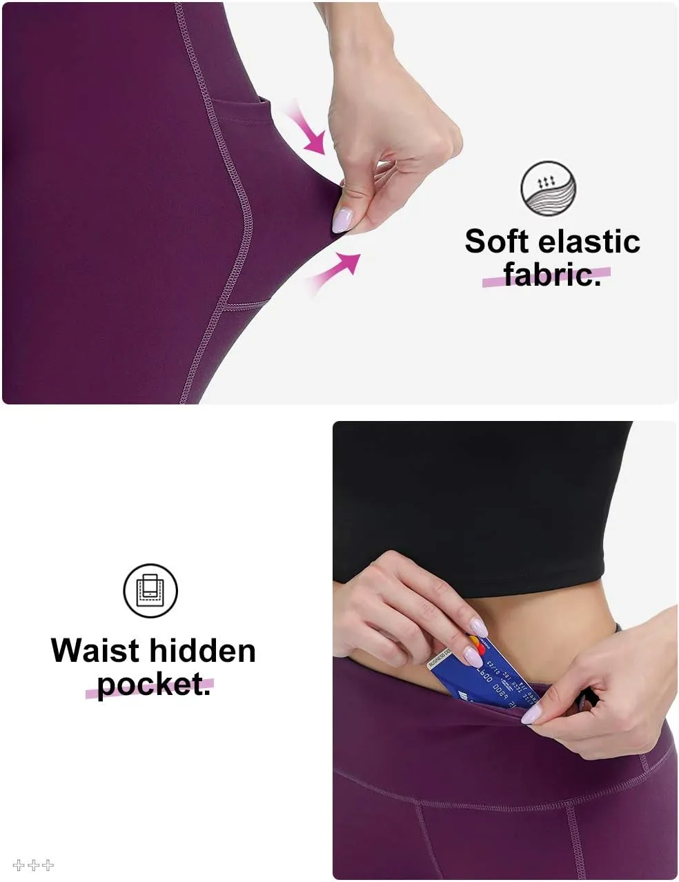 ALONG FIT Anti-Nail Leggings for Women, Non-See-Through Yoga Pants with Phone Pockets, Tummy Control Full-Length/Capri Tights