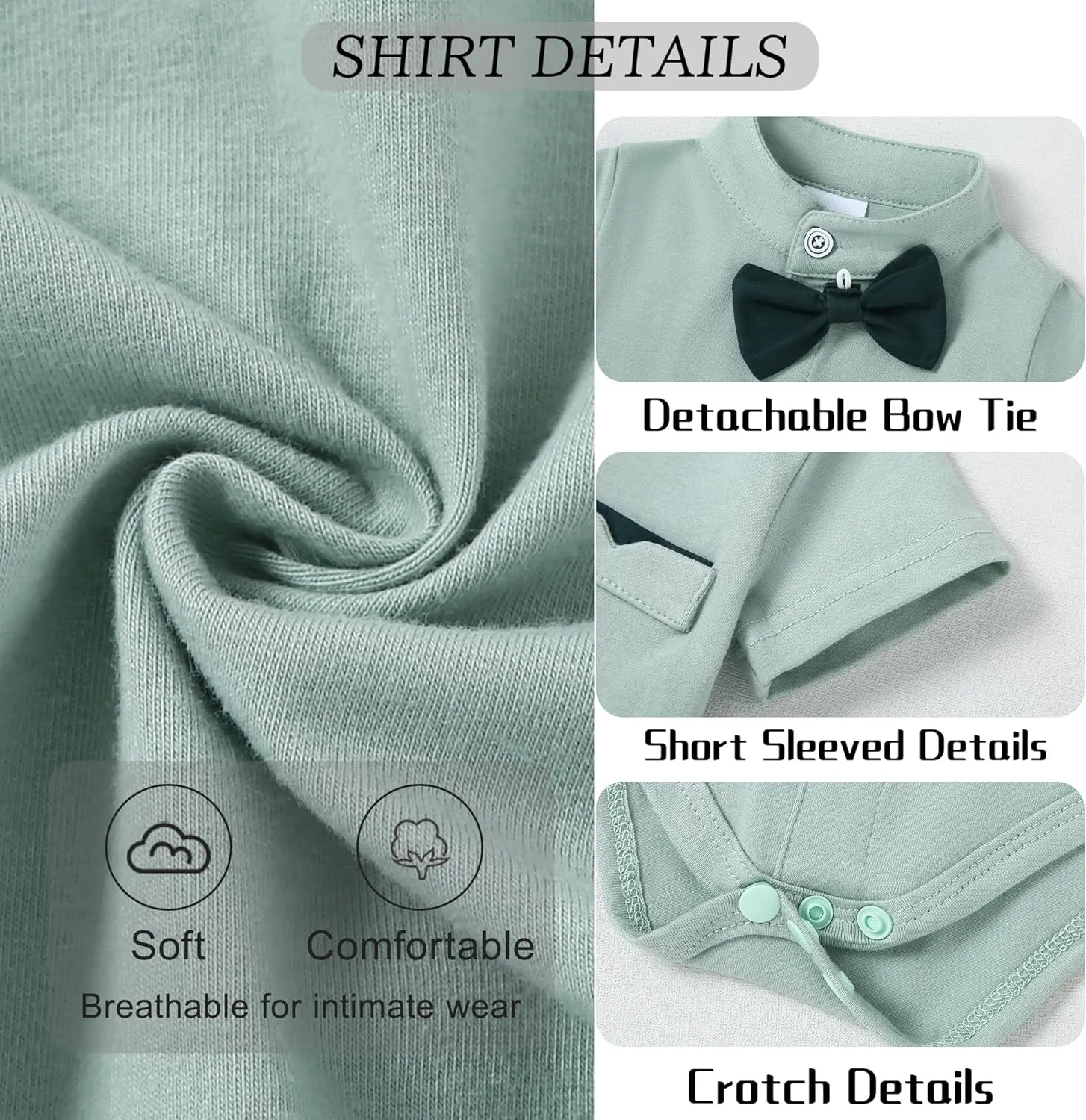 Baby Boy Clothes Suits 3-24M Infant Gentleman Outfits, Short Sleeve Shirt Bowtie Beret Suspender Pants Clothing Set