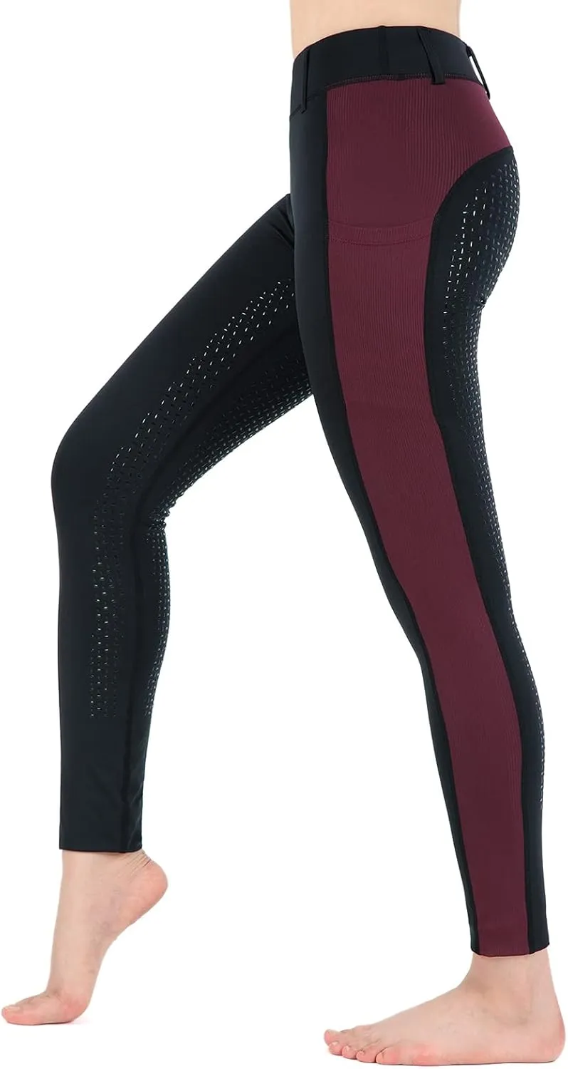 beroy Horse Riding -Pants Women Equestrian-Breeches - Ladies Training Horseback Riding Tights Full Seat Silicone Pockets