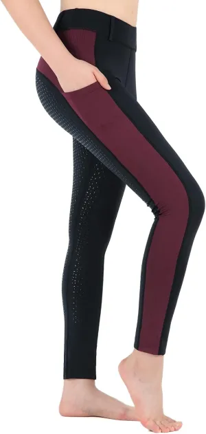 beroy Horse Riding -Pants Women Equestrian-Breeches - Ladies Training Horseback Riding Tights Full Seat Silicone Pockets