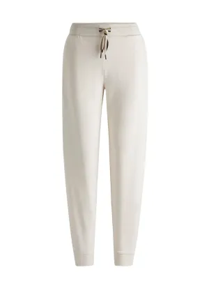 BOSS Womens Logo Print Cuffed Bottoms with Signature Stripe Cords - Open White