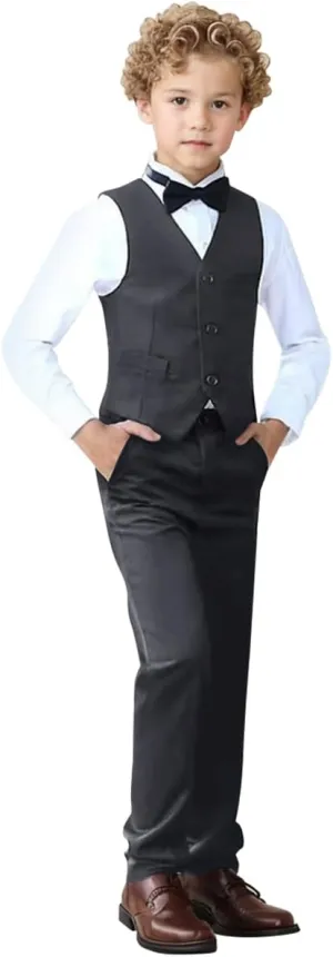 Boys Suit Set Formal Dress Shirt with Bowtie Vest Pants Toddler Boy Tuxedo Suits