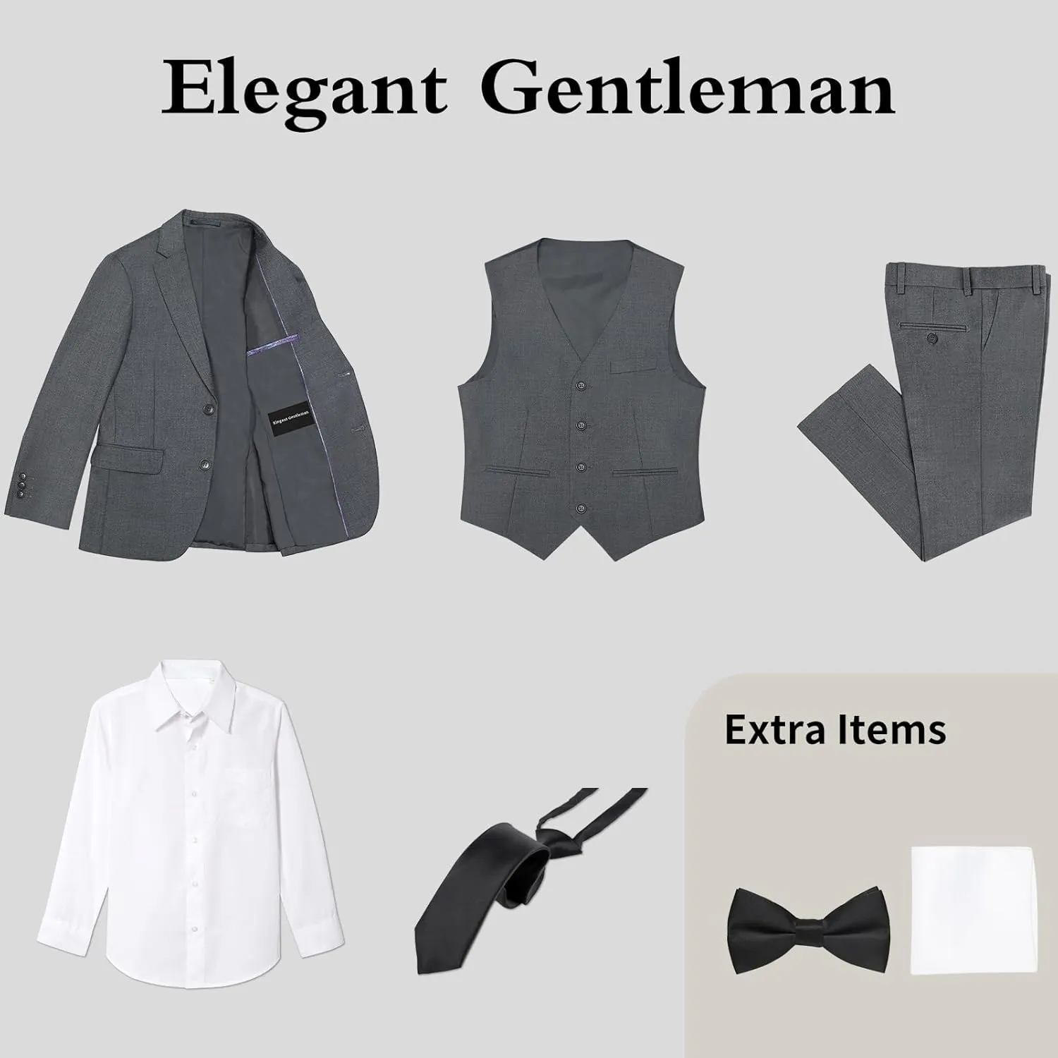 Boys Suit Teenager Suits Set for Boys, Kids Slim Fit Formal Wear Tuxedo, Ring Bearer Outfit for Wedding