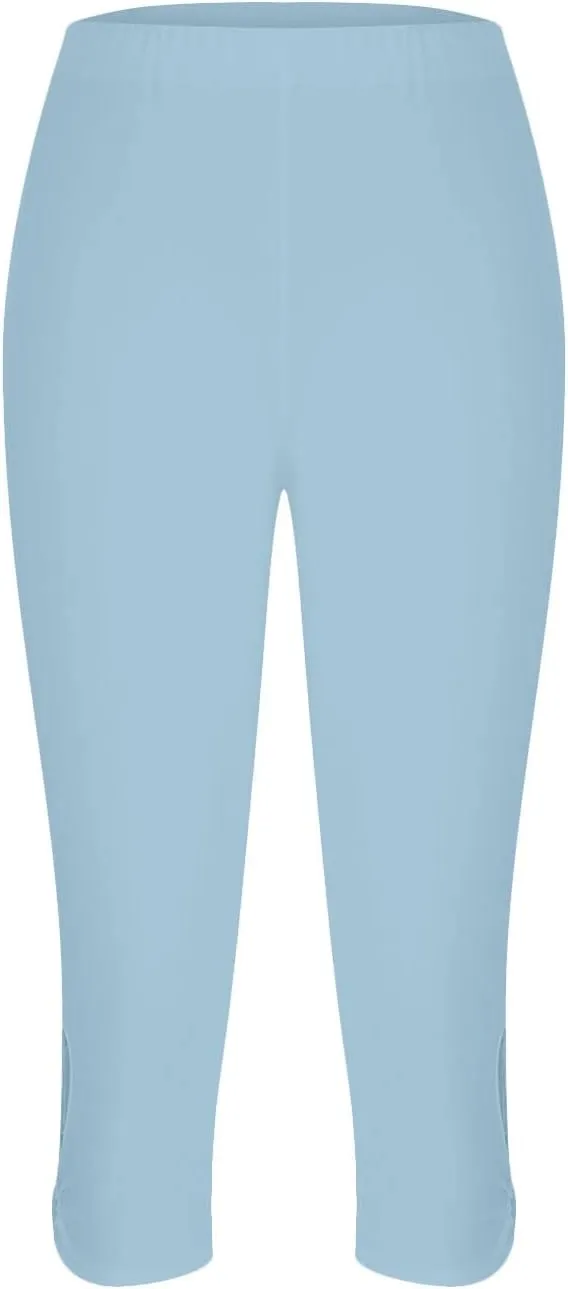 Capri Leggings for Women High Waist Stretch Workout Bottom Cropped Trousers Side Hollow Out Hem Slimming Yoga Pants