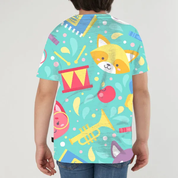 Cartoon Pattern Design KIDS ALL-OVER PRINT T-SHIRT