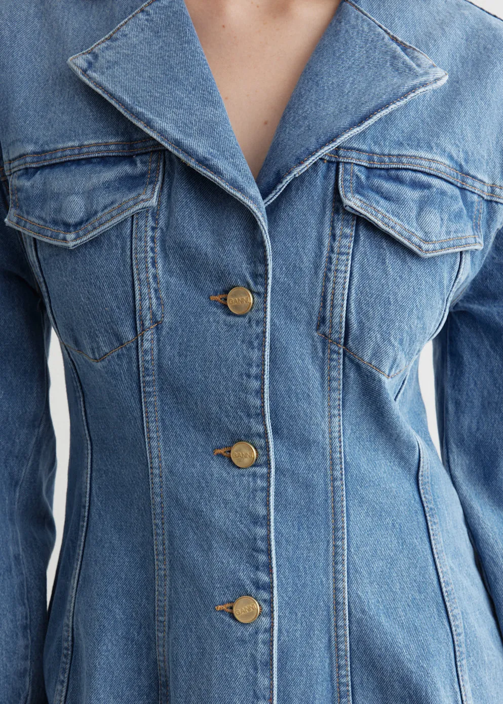 Cutline Denim Fitted Blazer