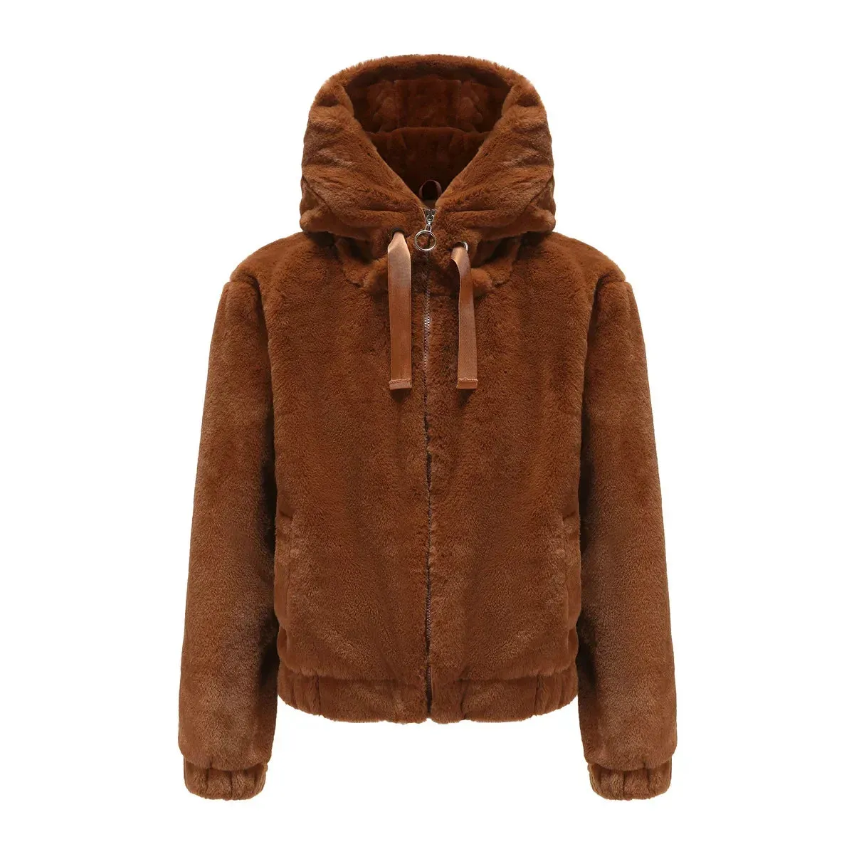 Fall Winter 2024 New Women Jacket Hooded Long Sleeve Warm Cotton Solid Color Short Jacket Coat