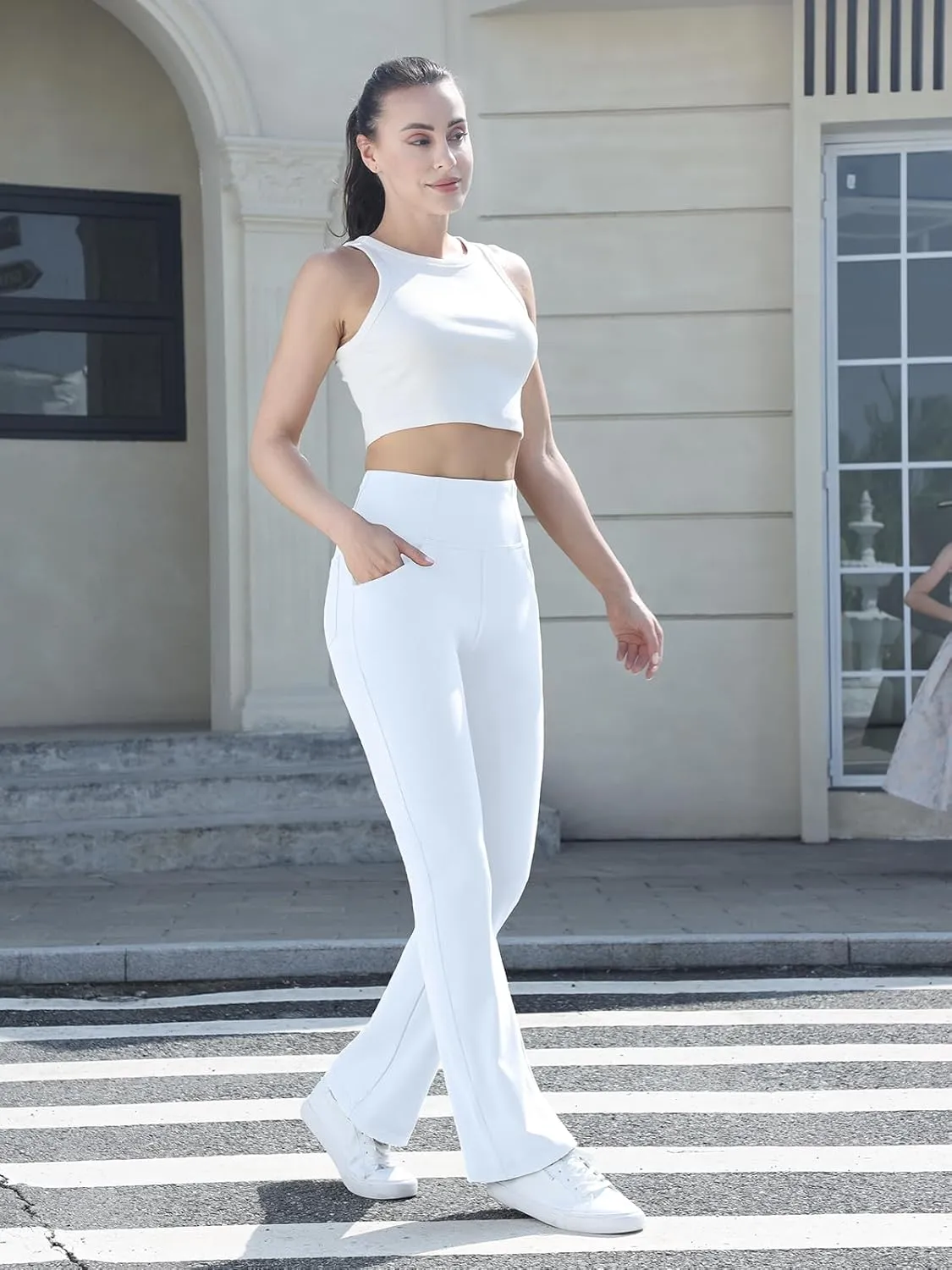 Flare Leggings for Women, Stretchy High Waisted Bootcut Workout Yoga Pants Tummy Control Butt Lift Bell Bottom Jeans