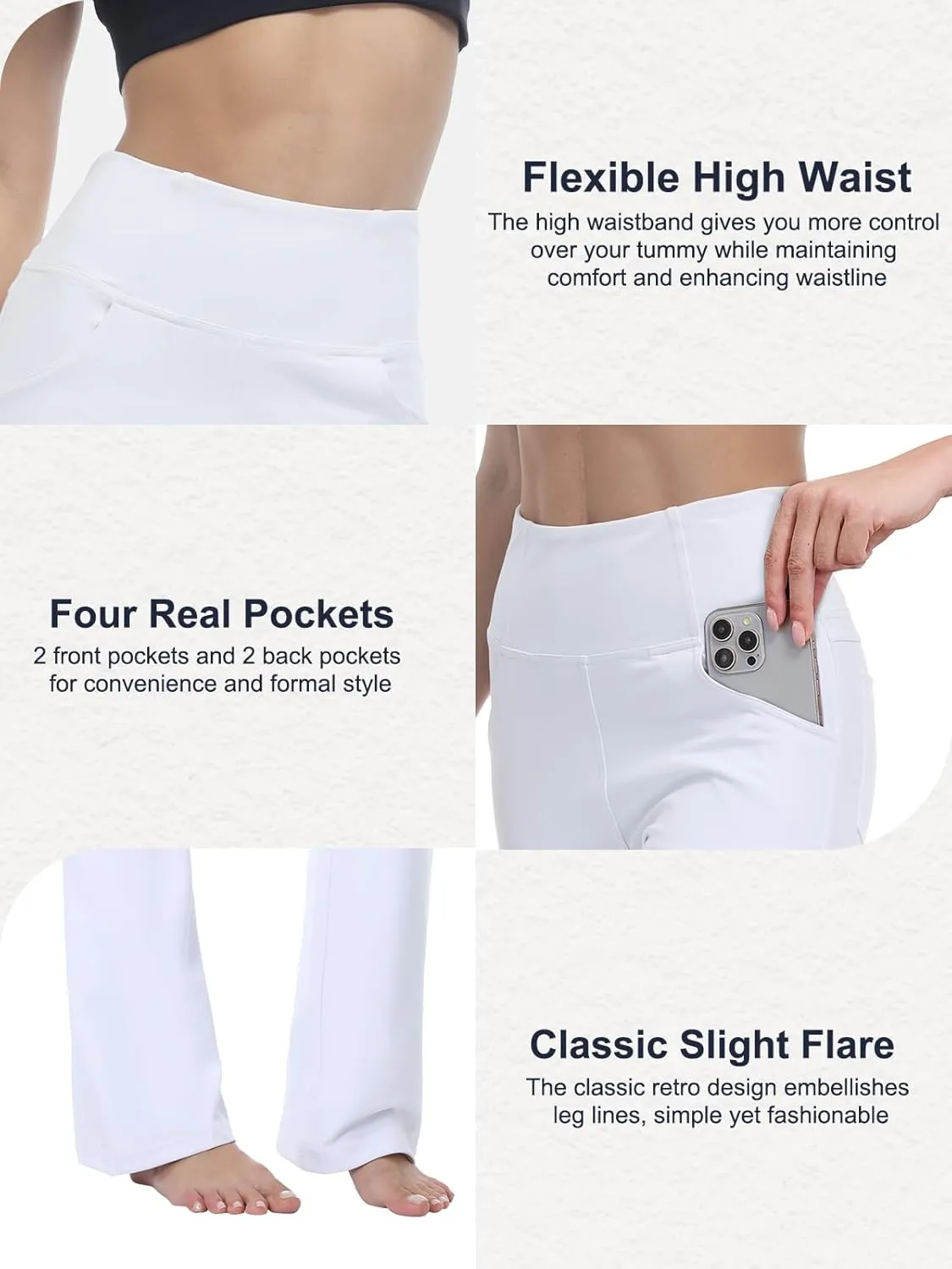 Flare Leggings for Women, Stretchy High Waisted Bootcut Workout Yoga Pants Tummy Control Butt Lift Bell Bottom Jeans