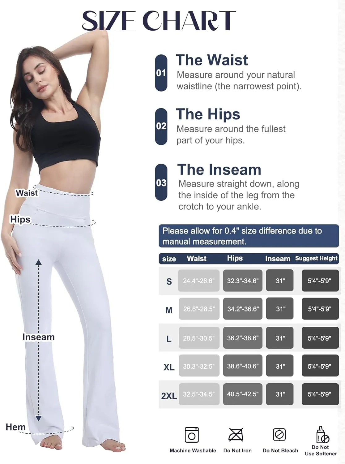 Flare Leggings for Women, Stretchy High Waisted Bootcut Workout Yoga Pants Tummy Control Butt Lift Bell Bottom Jeans