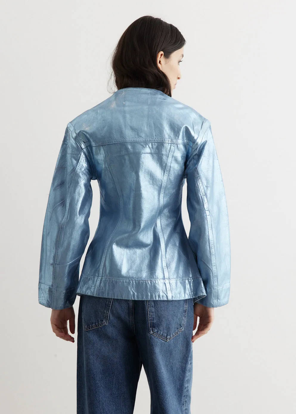 Foil Denim Fitted Blazer