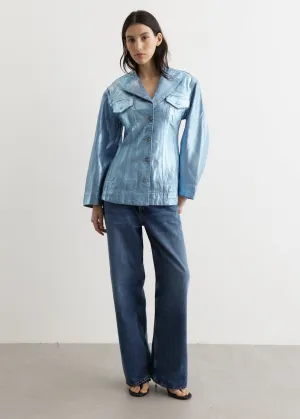 Foil Denim Fitted Blazer