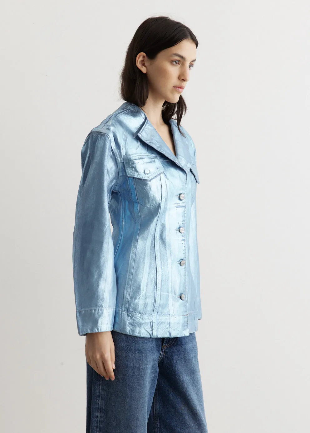 Foil Denim Fitted Blazer