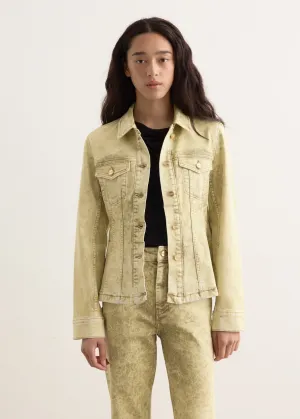 Foil Overdyed Denim Fitted Blazer