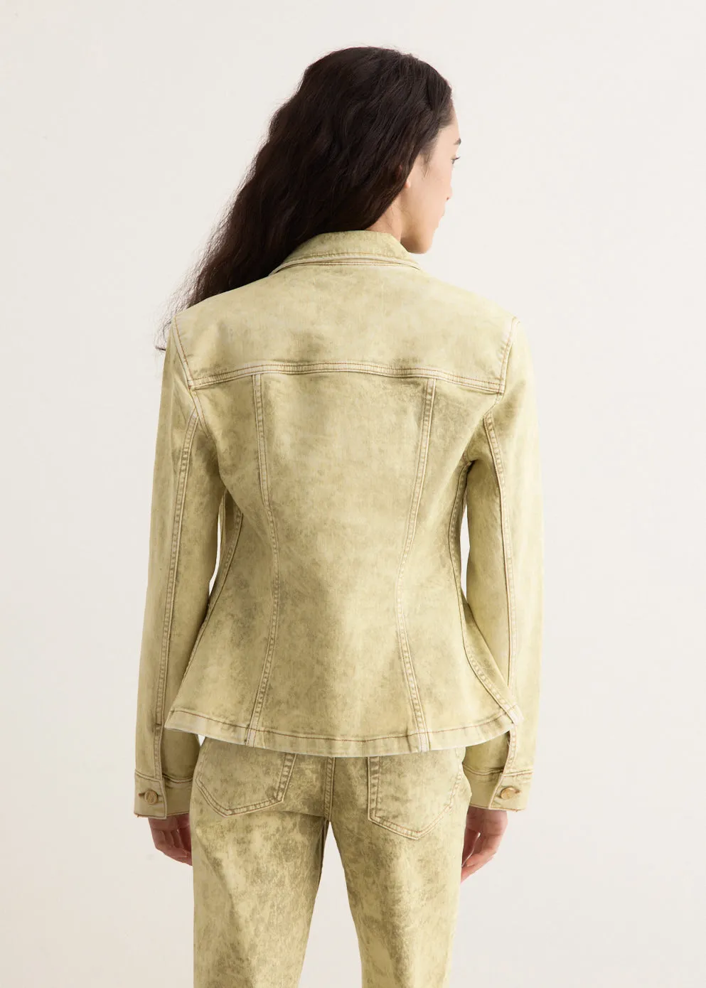Foil Overdyed Denim Fitted Blazer