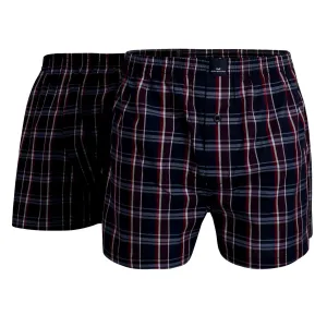 Götzburg Woven Boxer Shorts 2 Pack - Blue Dark Check