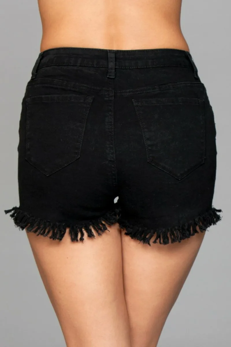 J9BK Fringed Button Up Shorts -