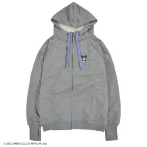 Jacket- Kuromi Embroidery Winter Hoodie Grey