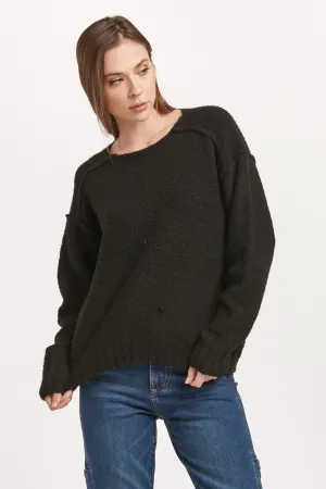 Jenna Black Oversized Raw Hem Sweater