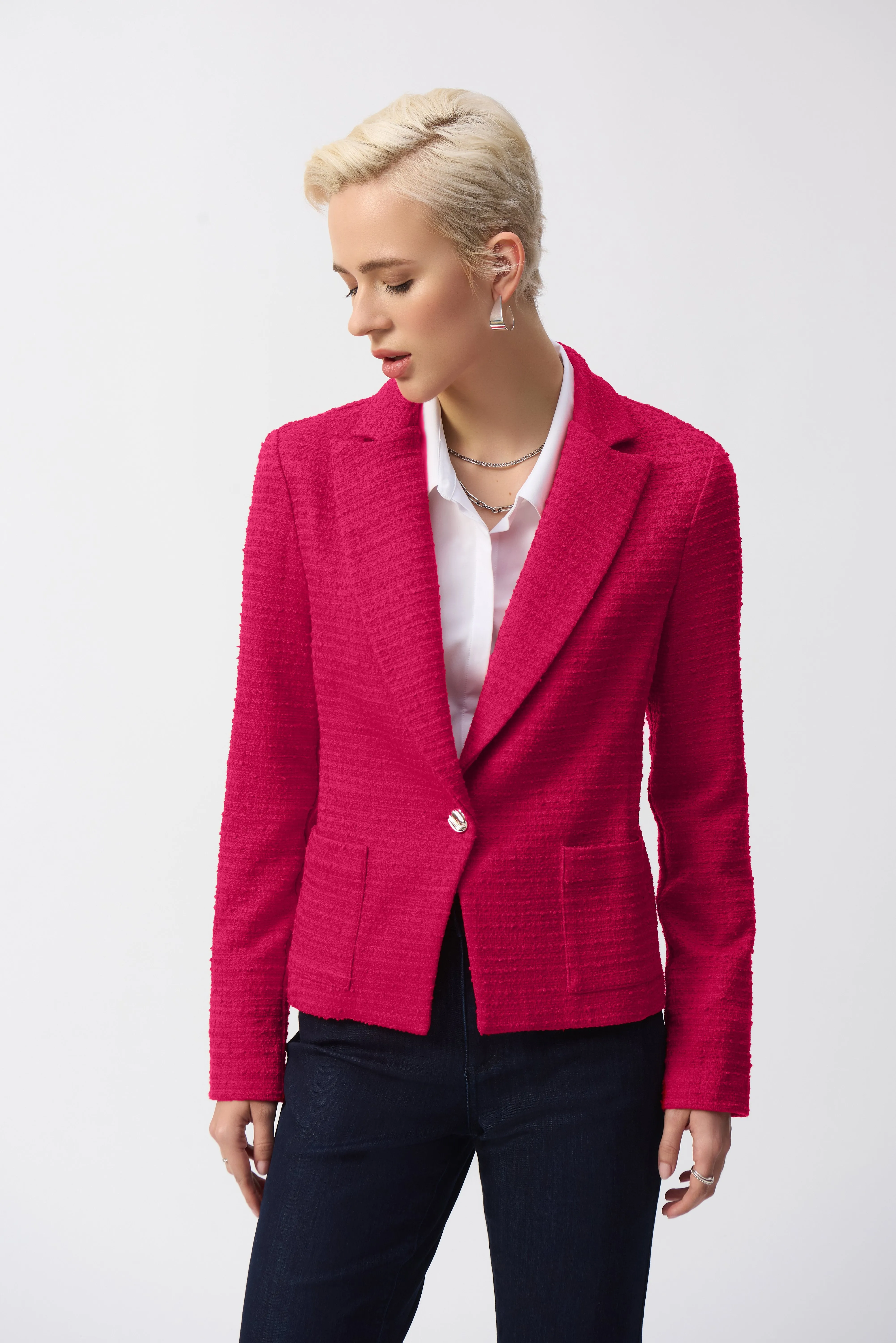 Joseph Ribkoff Pink Boucl Fitted Blazer