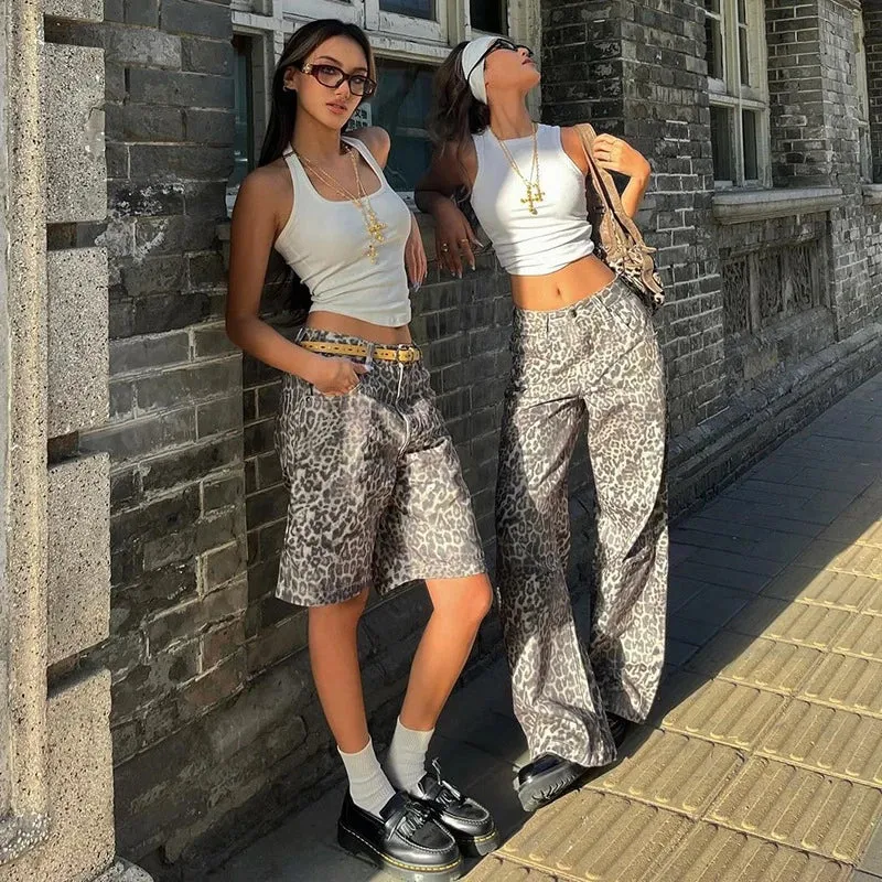 Leopard Print Stylish Straight Trousers