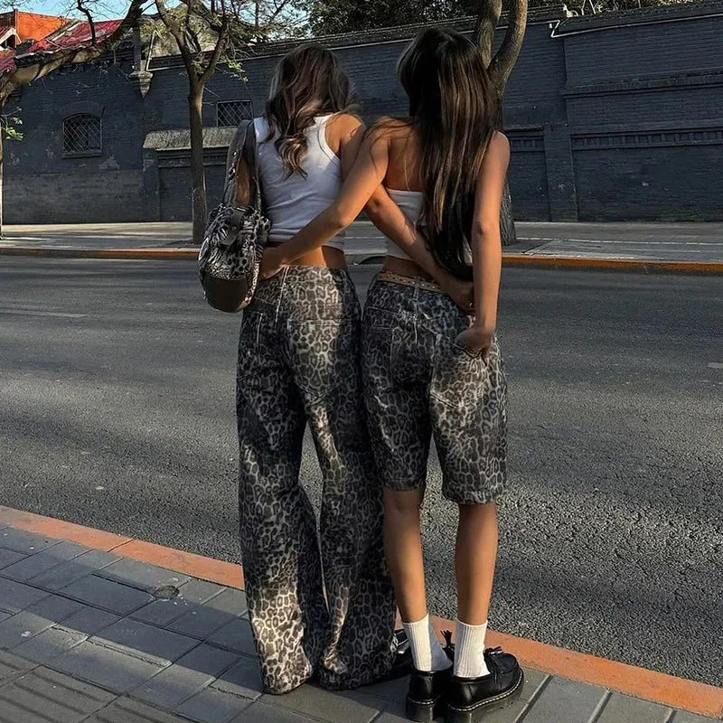Leopard Print Stylish Straight Trousers