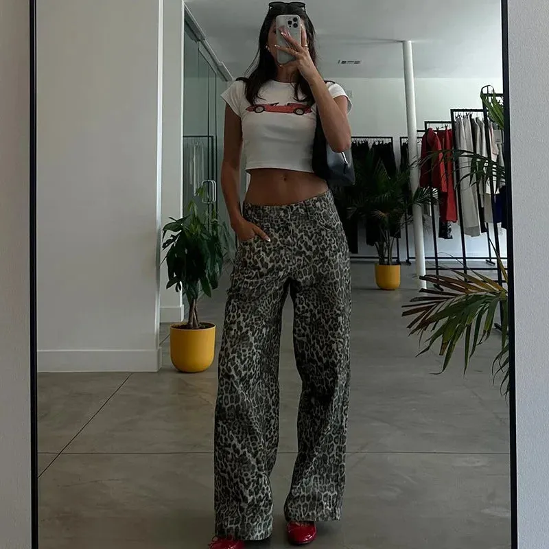 Leopard Print Stylish Straight Trousers