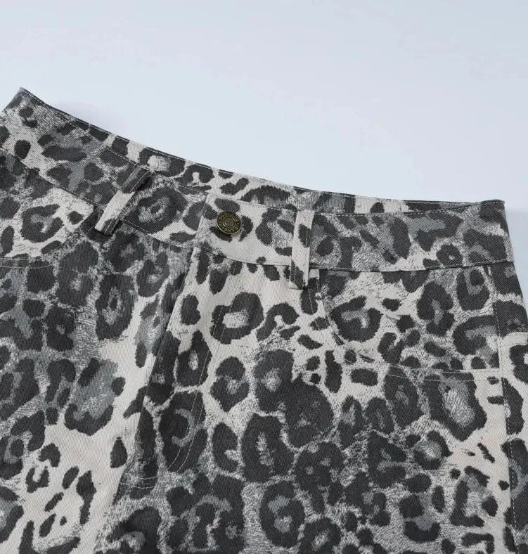 Leopard Print Stylish Straight Trousers
