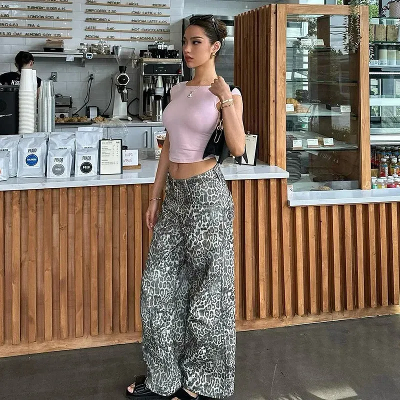 Leopard Print Stylish Straight Trousers