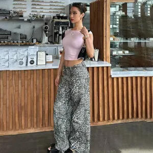 Leopard Print Stylish Straight Trousers