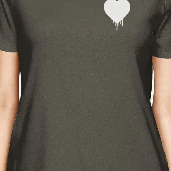 Melting Heart Women's Dark Grey T-shirt Lovely Graphic Gift Ideas