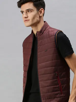 Men Maroon Lightweight Puffer Jacket
