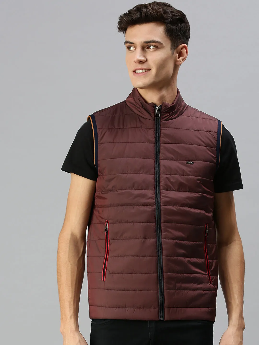 Men Maroon Lightweight Puffer Jacket