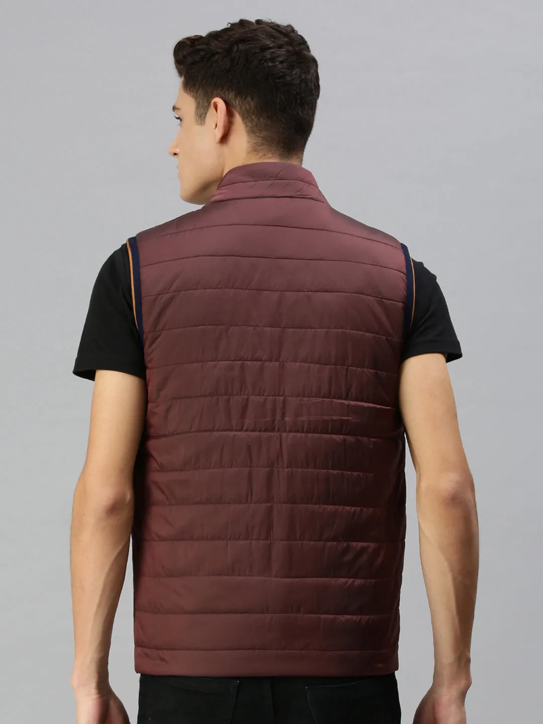 Men Maroon Lightweight Puffer Jacket