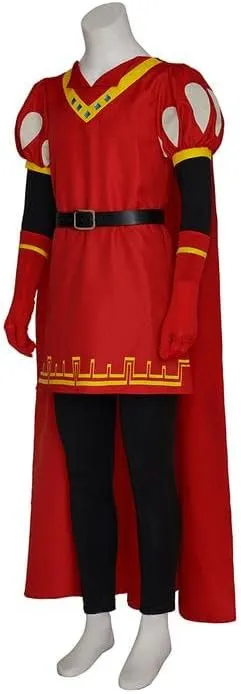 Mens Farquaad Costume Hat Outfits Red Cloak Robe Headwear Full Set Halloween Cosplay Fancy Dress Clothes