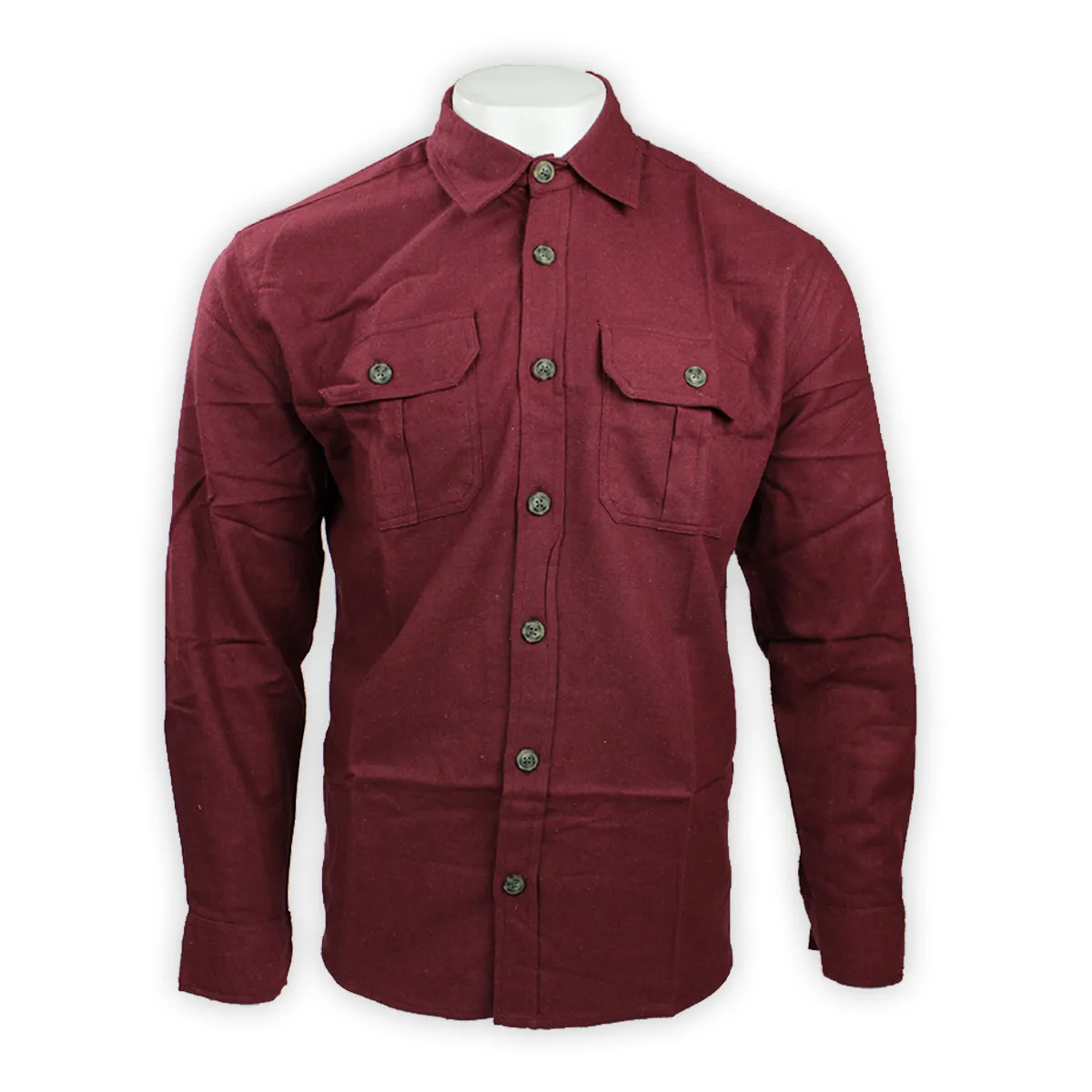 Men's Solid Flannel Long-Sleeve Shirt P118