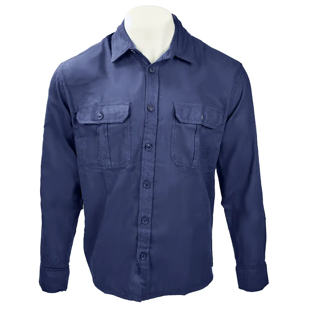 Men's Solid Flannel Long-Sleeve Shirt P118