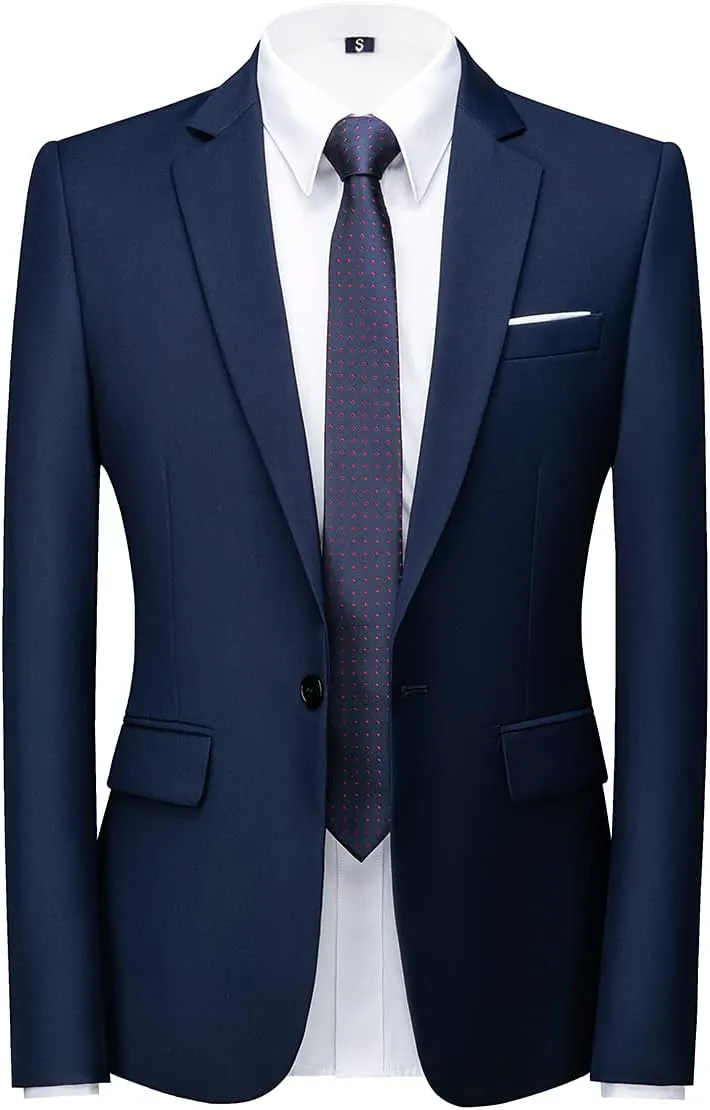 Mens Suits 2 Piece Slim Fit Tuxedo Suit for Men One Button Single Breasted Wedding Casual Business Blazer Jacket Pants Suit
