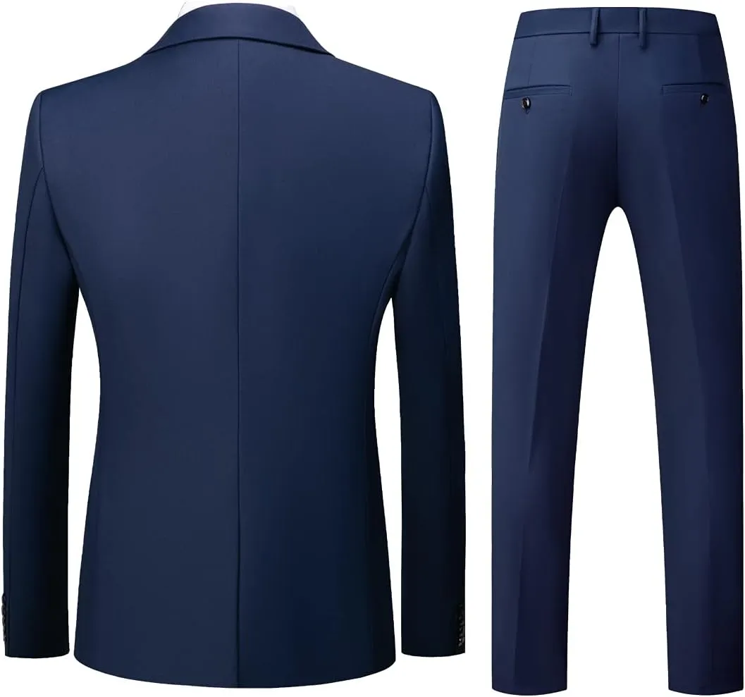 Mens Suits 2 Piece Slim Fit Tuxedo Suit for Men One Button Single Breasted Wedding Casual Business Blazer Jacket Pants Suit