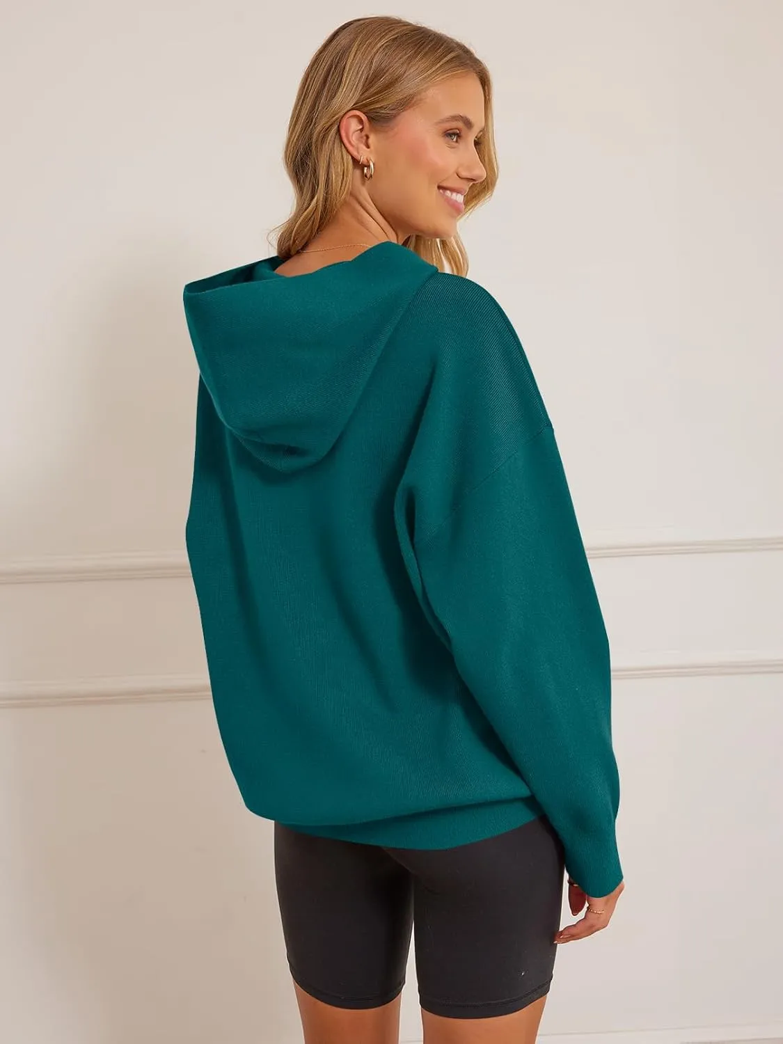 MEROKEETY Women's 2024 Fall Oversized Hoodie Long Sleeve Pullover Sweater Ribbed Knit Sweatshirt with Pockets