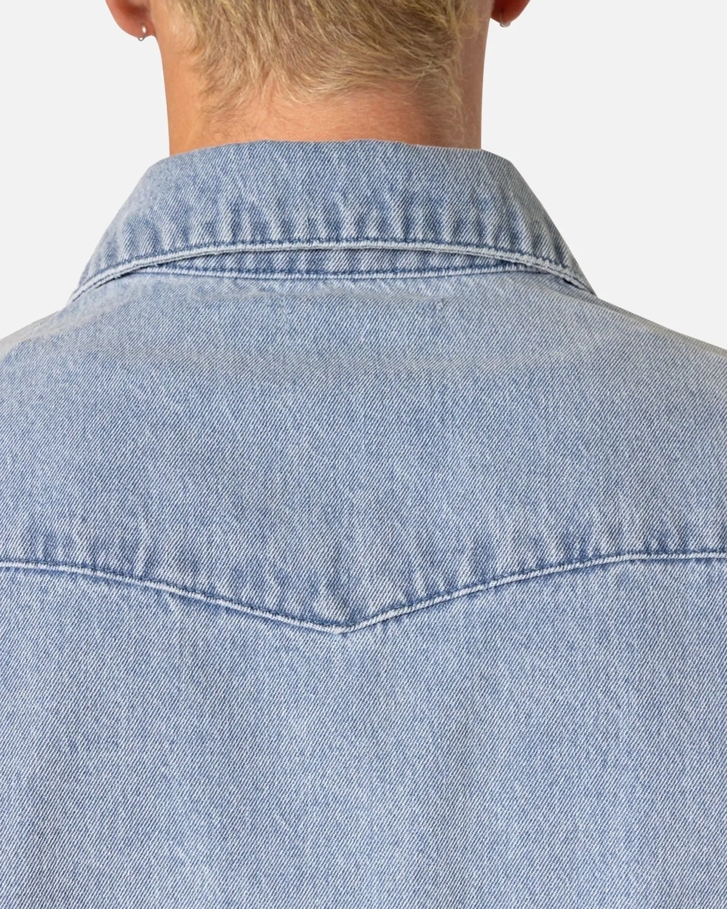 MNML Washed Denim Button Up Shirt Blue