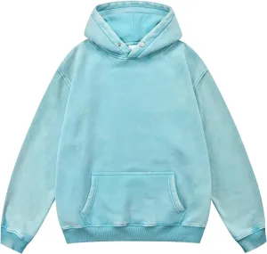 MY'S Womens Oversized Acid Wash Hoodie, Heavyweight Vintage Pullover, Fleece Cotton Sweatshirt for Couples, Unisex Streetwear