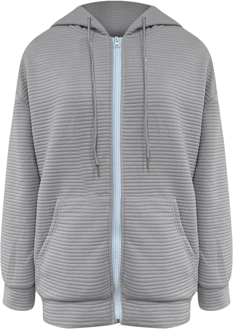 NaRHbrg Oversized Hoodies for Women Full Zip Up Long Sleeve Sweatshirts Casual Waffle Knit Drawstring Pullover Jackets Coat